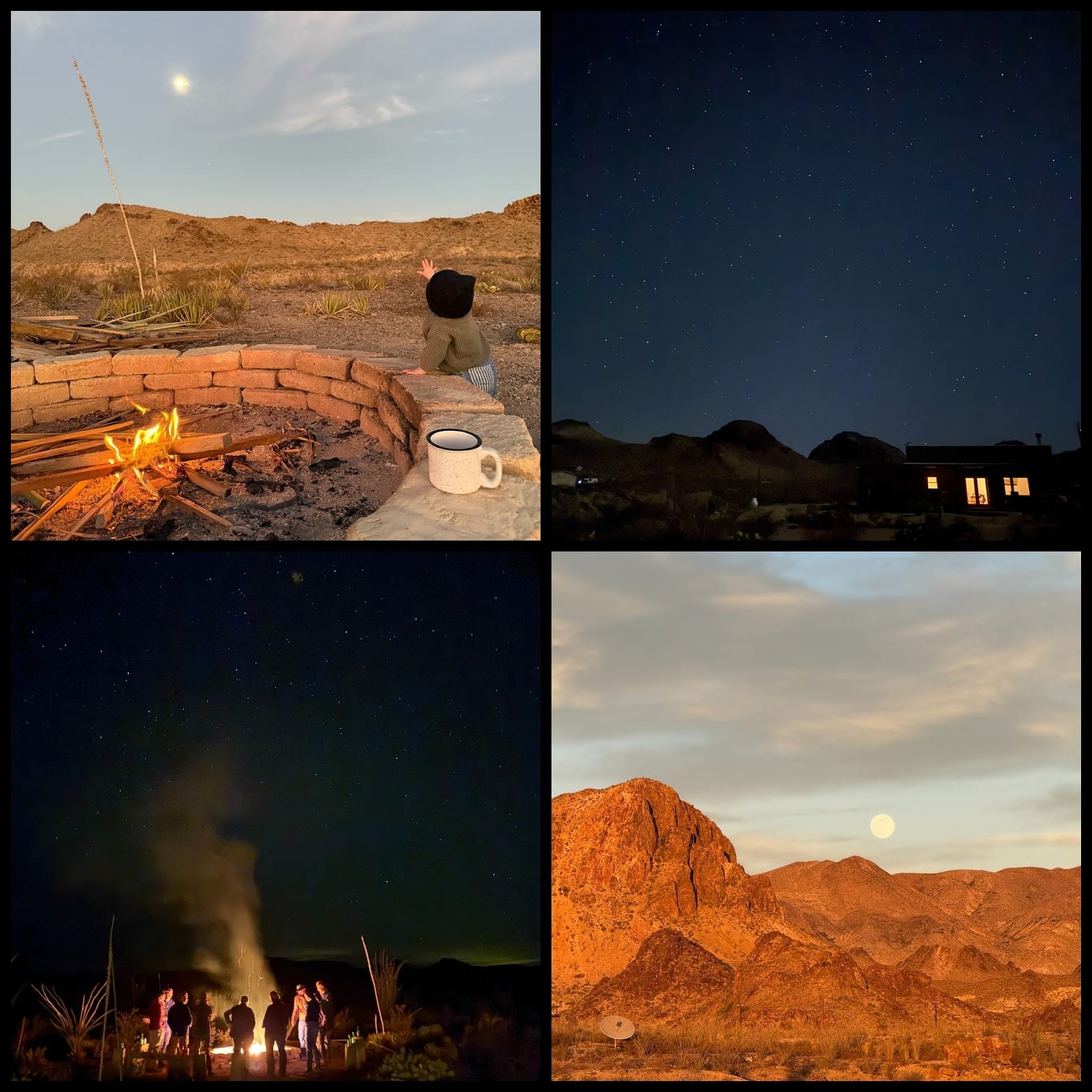 My son, Omri, reaching for the moon on our property, and various photos of the night sky (taken with an iPhone) in Big Bend. Images: Isaac Saul