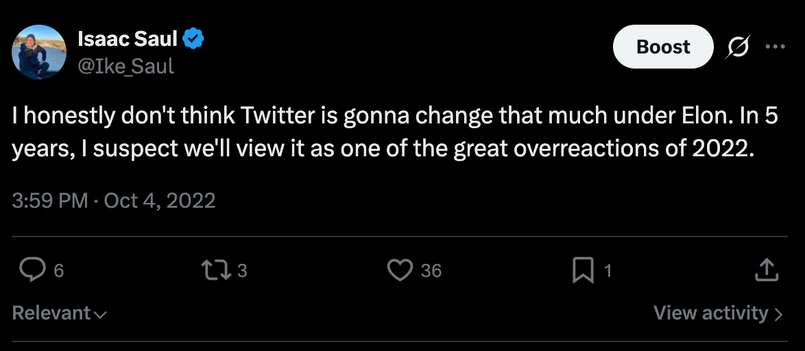 Screenshot from X of Isaac's post
