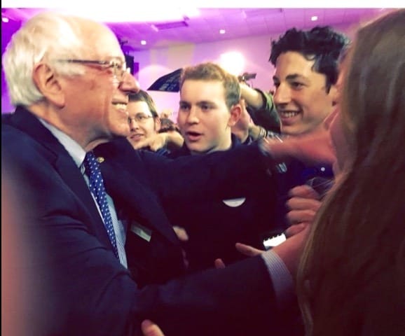 Will with Sen. Bernie Sanders at a rally on February 1, 2016 | Credit: Will Kaback