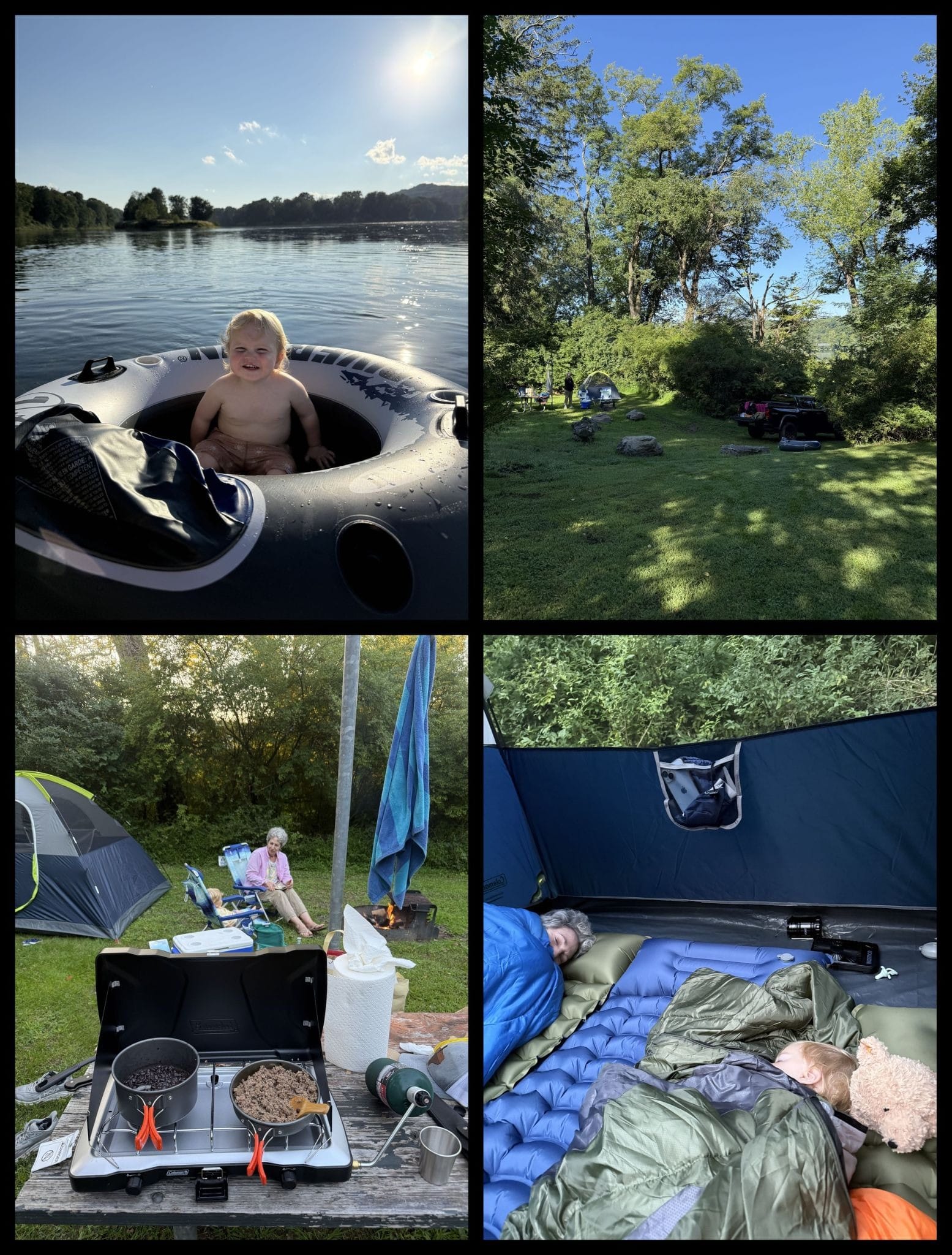 A collage of camping photos