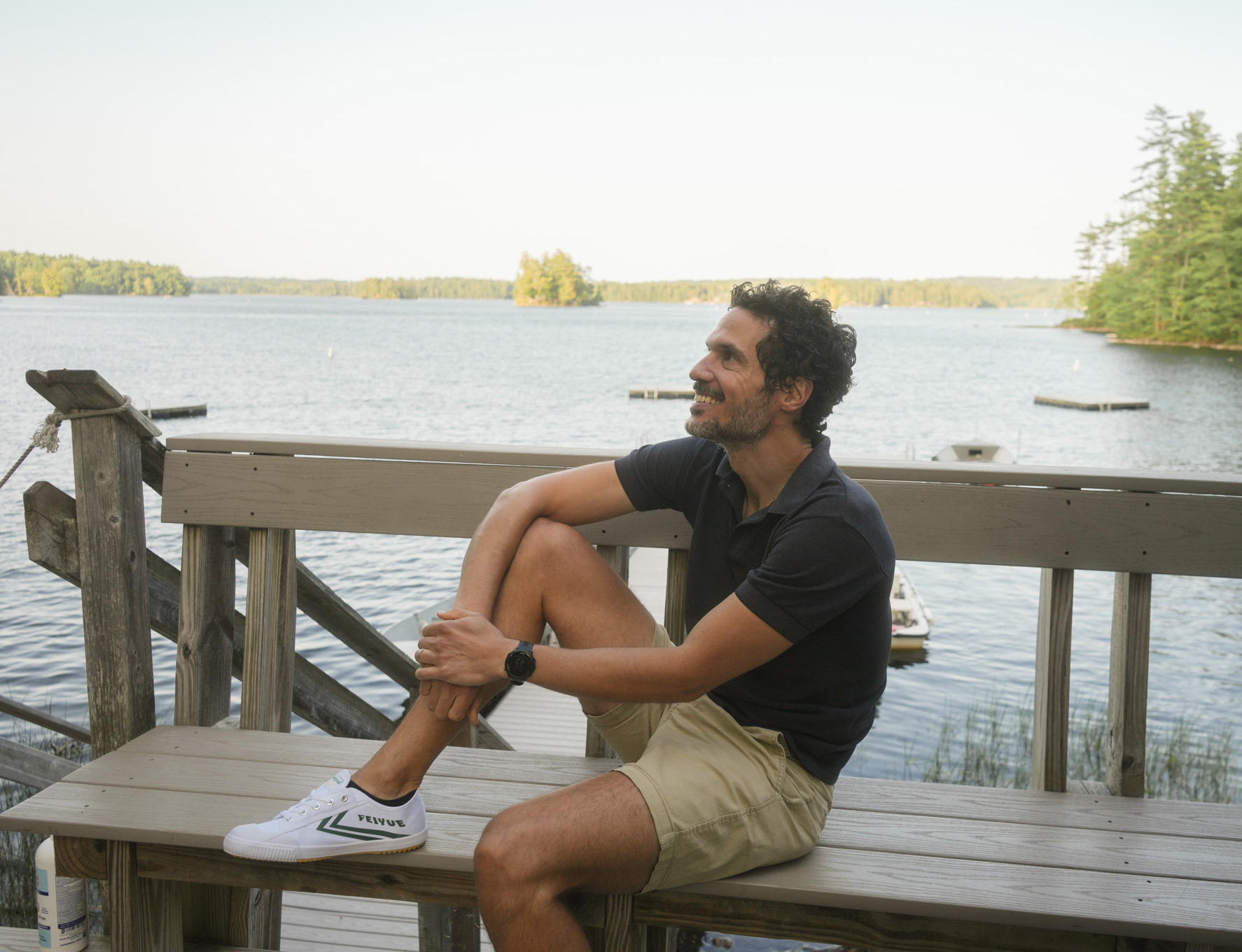 Mic enjoying the water at our retreat in Maine this month. Photo: Aidan Gorman