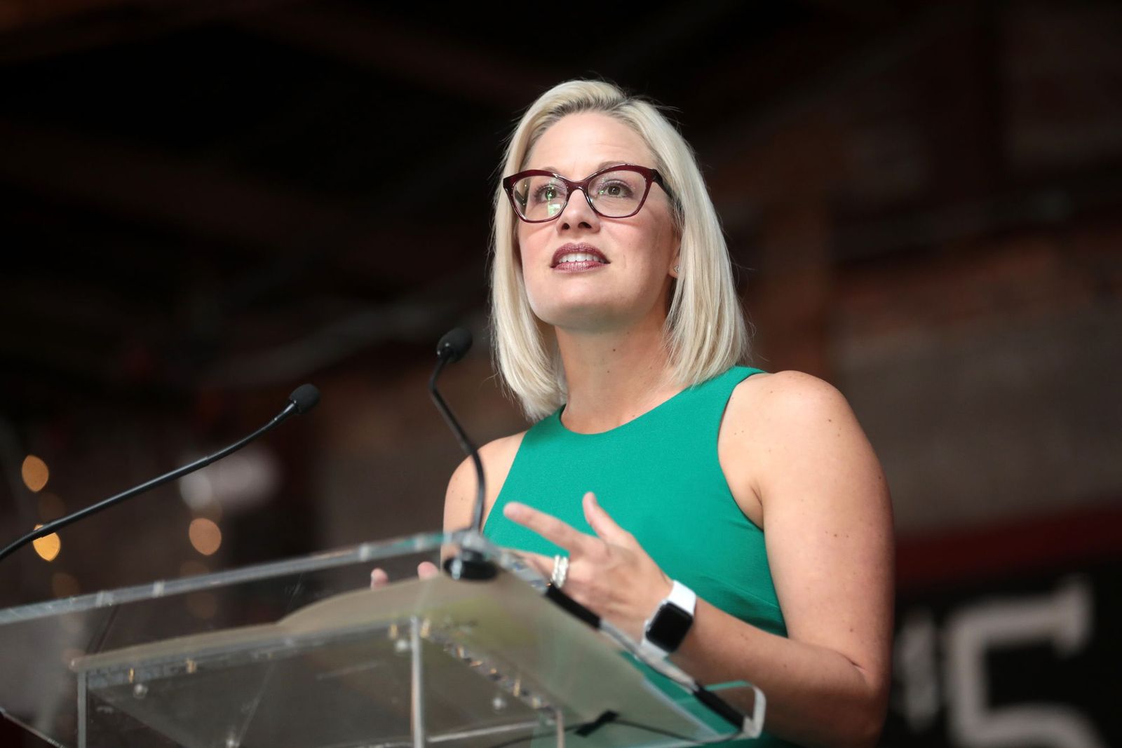 U.S. Senator Kyrsten Sinema speaking in 2019. Photo: Gage Skidmore 