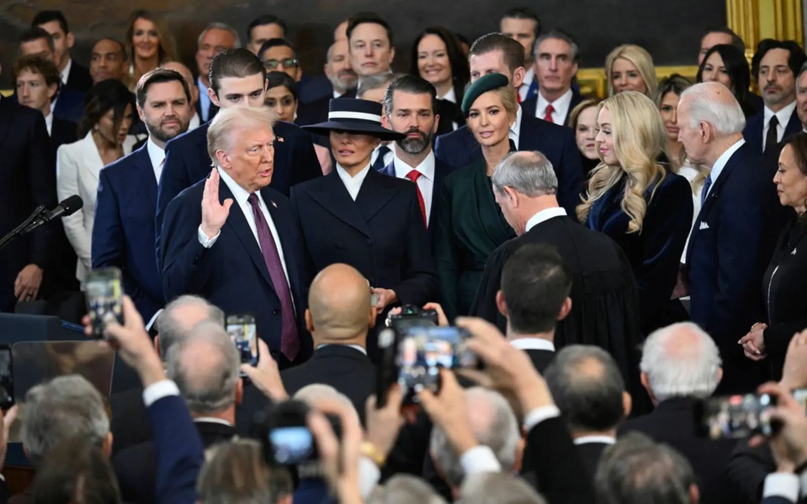 Donald Trump takes the oath of office in the Capitol Rotunda in Washington, D.C. (Source: AP)