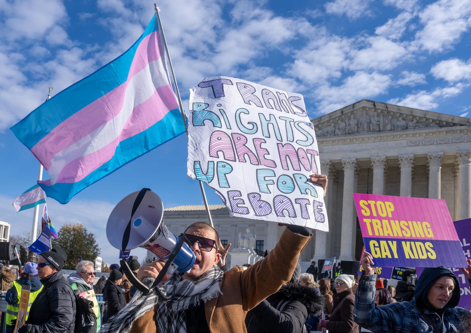 Demonstrations in front of the Supreme Court while United States v. Skrmetti is argued inside | Victoria Pickering, Flickr