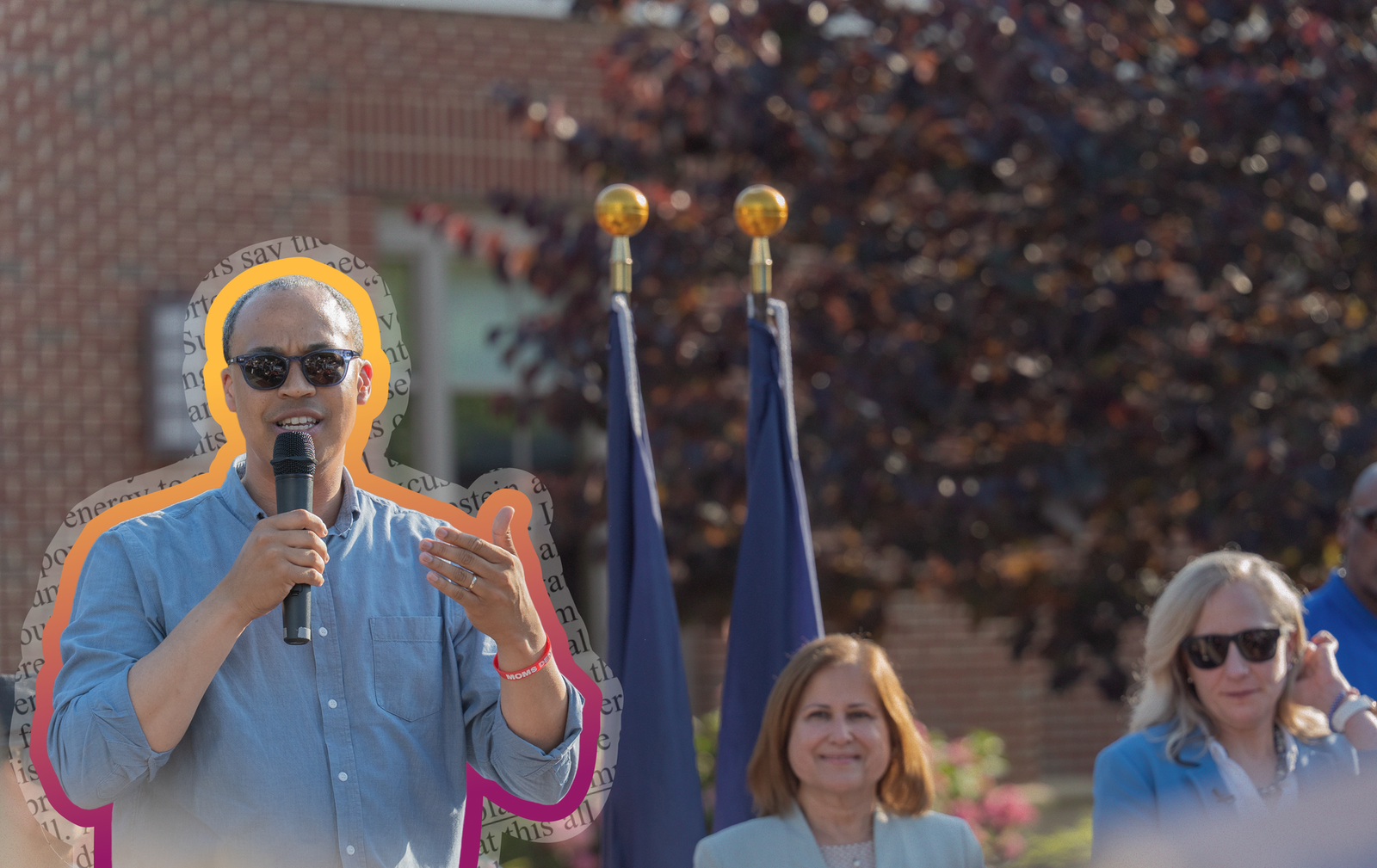 Jay Jones speaks at a Spanberger rally in Fairfax City, VA | photo by Adnan Masri/Wikimedia Commons, edited by Russell Nystrom