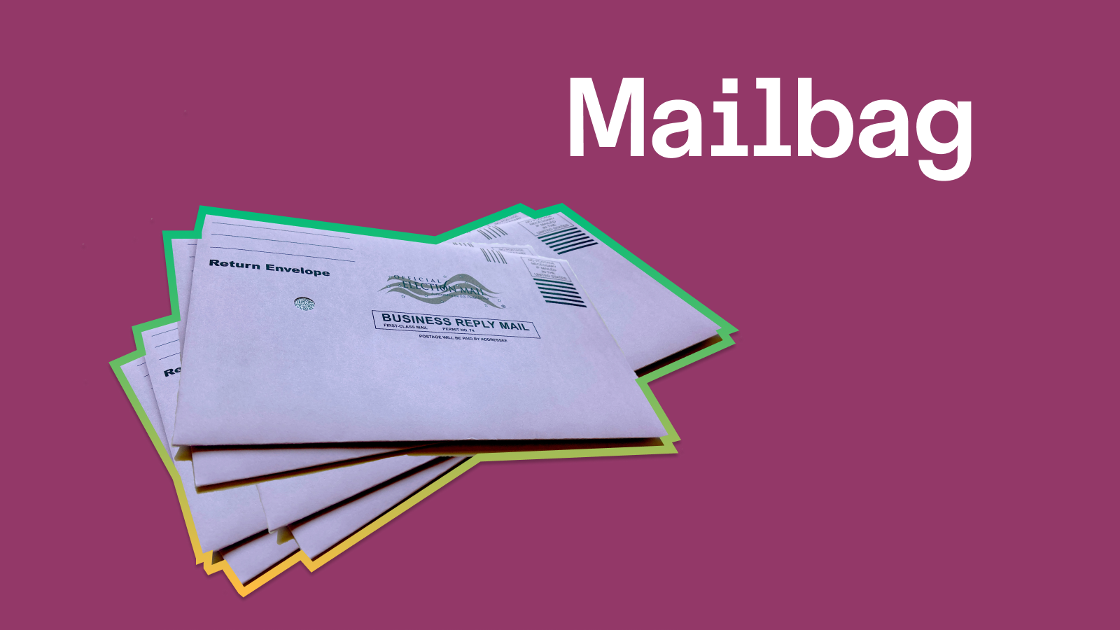 A graphic of stacked letters. 