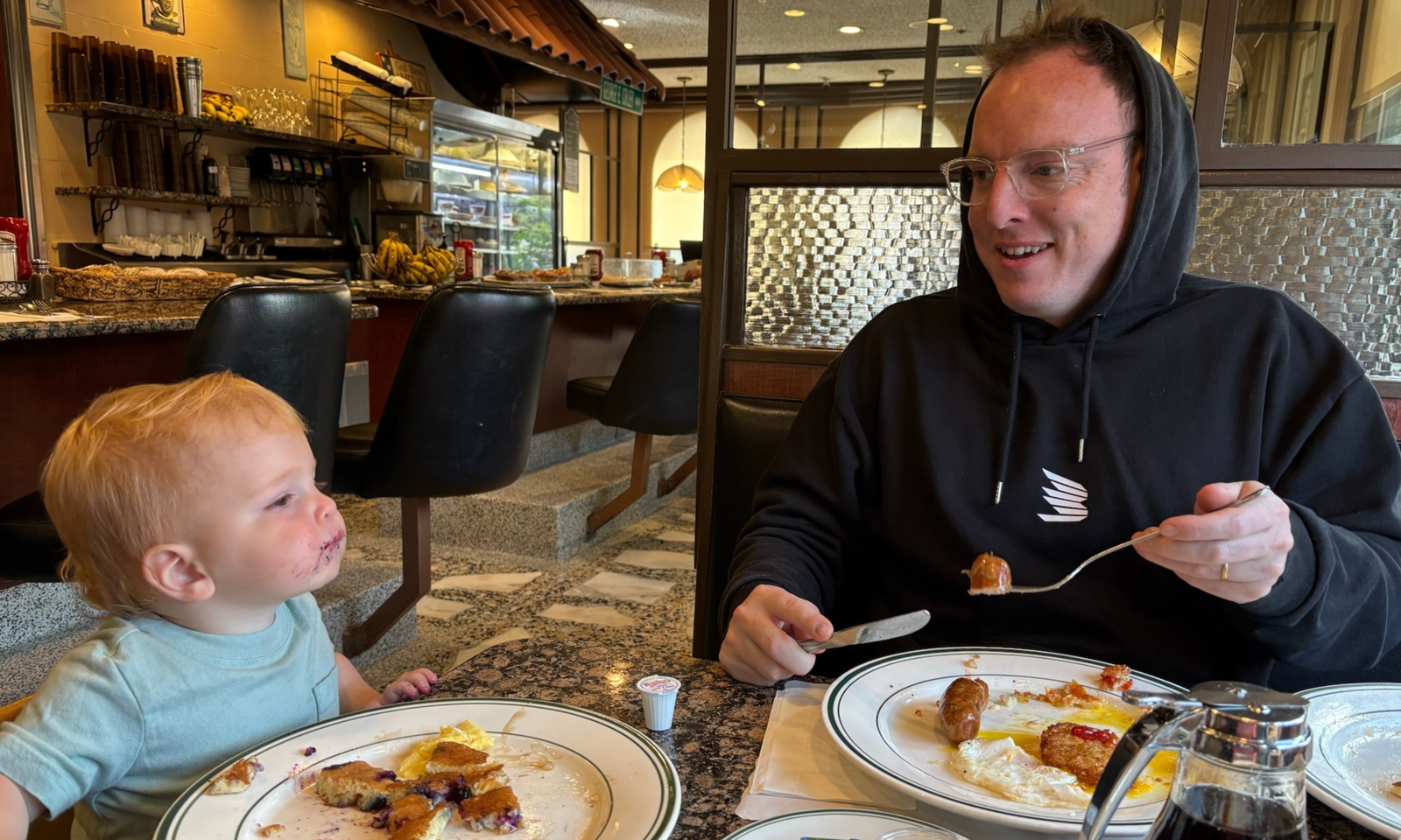 Isaac and Omri Saul at Father's Day brunch | Photo: Isaac Saul