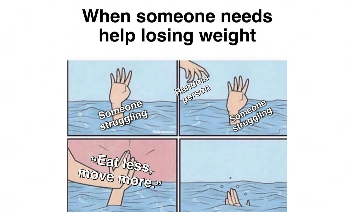 Cartoon illustrating unhelpful weight loss advice | @drnadolsky Instagram