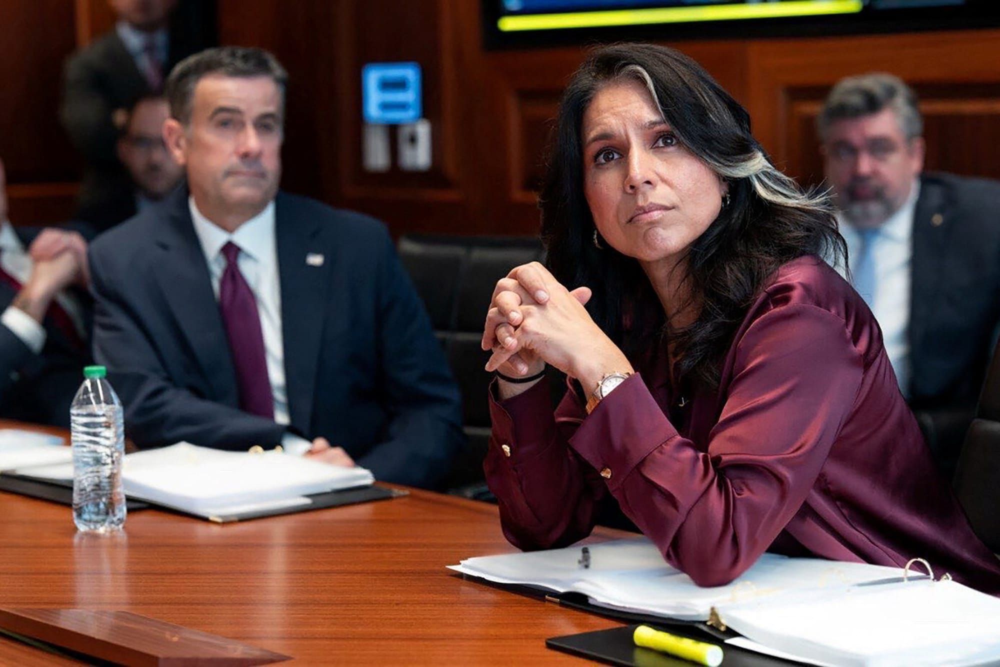 Director of National Intelligence Tulsi Gabbard and CIA director John Ratcliffe in the Situation Room at the White House in 2025 | The White House/Handout via REUTERS