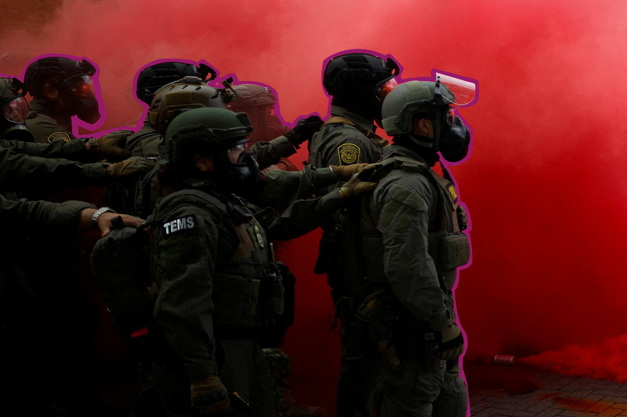Law enforcement officers at protests in Portland, Oregon | REUTERS/Carlos Barria TPX IMAGES OF THE DAY, edited by Russell Nystrom
