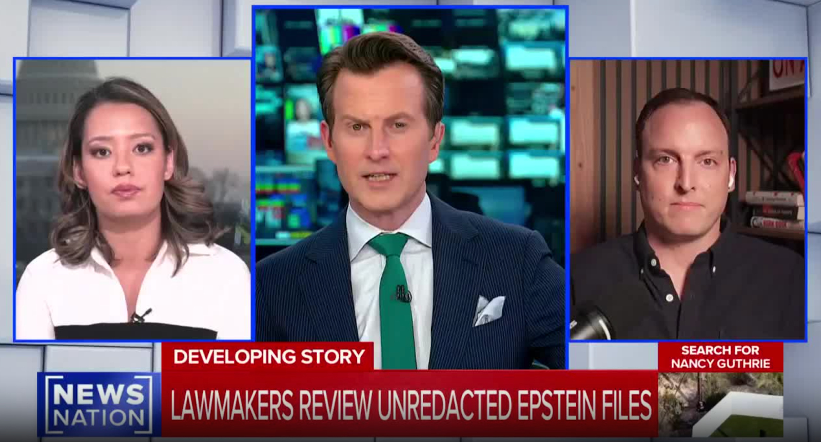 Screenshot from a NewsNation segment on Jeffrey Epstein on Feb. 19, 2026