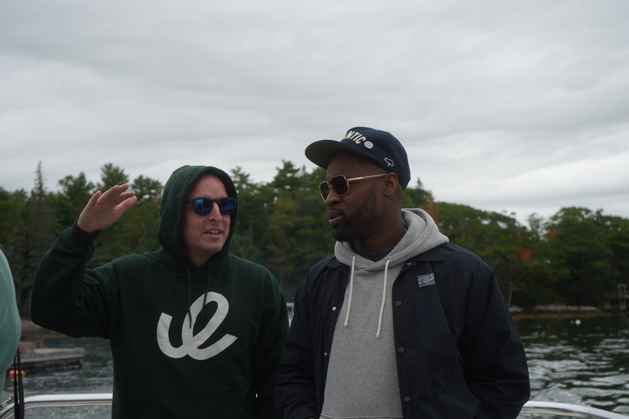 Tangle founder Isaac Saul (left) and Editor-at-Large Kmele Foster (right) chatting during a team retreat in Maine. Photo: Michele Teodori 