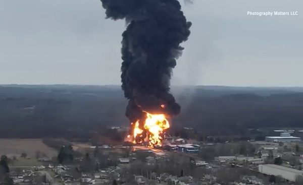 Drone footage of the controlled burn in East Palestine. Image: Photography Matters LLC Facebook page