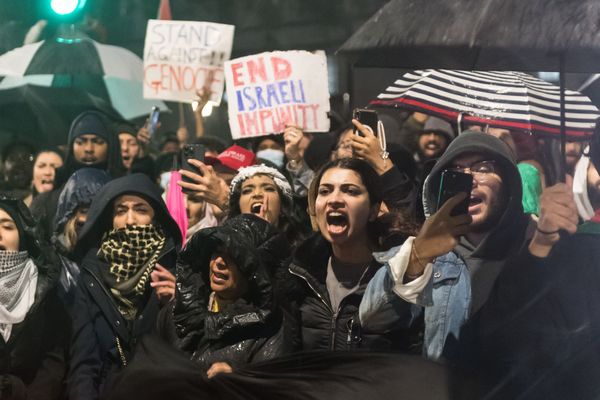 The explosion at a Gaza hospital.
