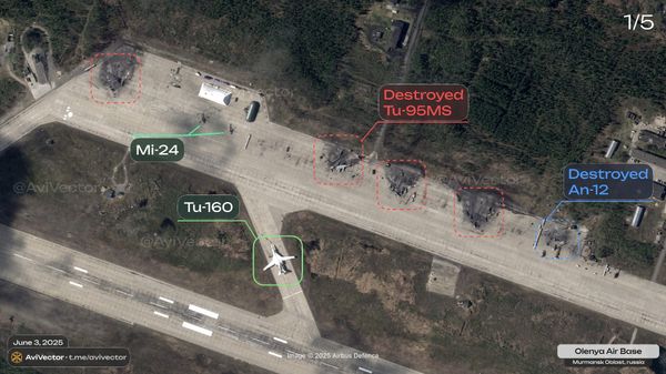 High-resolution satellite images of Olenya Airbase, Russia, as of June 3, 10:00 UTC | Image: AviVector