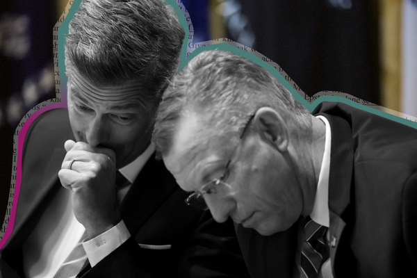 Transportation Secretary Sean Duffy and Secretary of Veterans Affairs Doug Collins at a cabinet meeting in August, 2025 | REUTERS/Jonathan Ernst, edited by Russell Nystrom