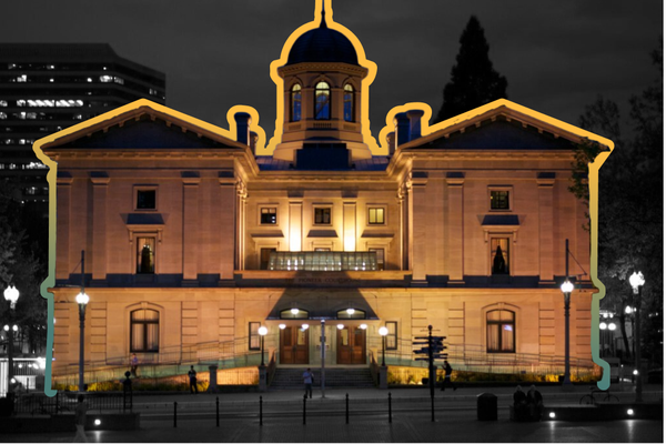 Pioneer Courthouse in Portland, OR | Colby Aley, Flickr; edited by Russell Nystrom