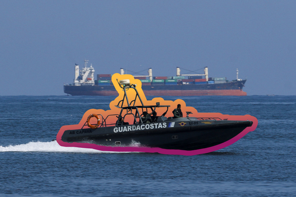 A Venezuelan coast guard boat patrols the Caribbean coast on September 11, 2025 | REUTERS/Juan Carlos Hernandez, edited by Russell Nystrom