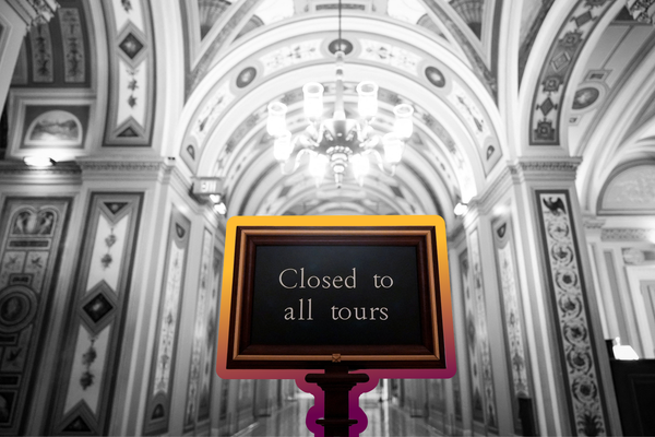 A sign inside the U.S. Capitol on October 20, 2025 | REUTERS/Al Drago, edited by Russell Nystrom