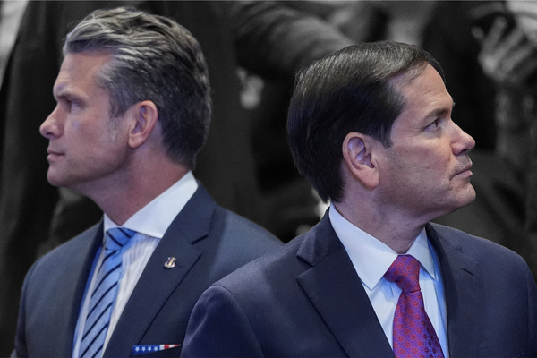U.S. Defense Secretary Pete Hegseth and Secretary of State Marco Rubio in Jerusalem | Evan Vucci/Pool via REUTERS, edited by Russell Nystrom