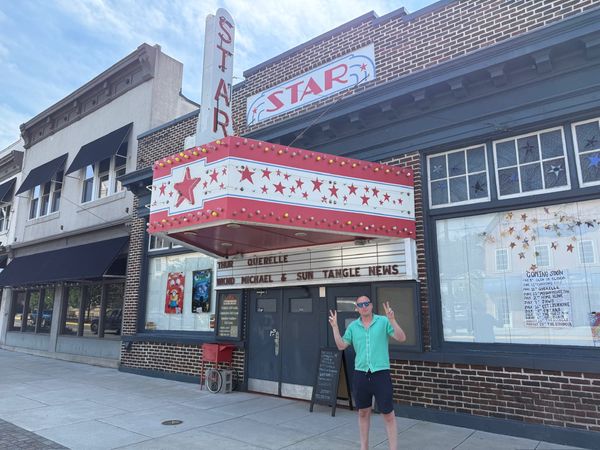 Tangle founder Isaac Saul outside the Star Theatre in Berkeley Springs, West Virginia | Photo: Jon Lall