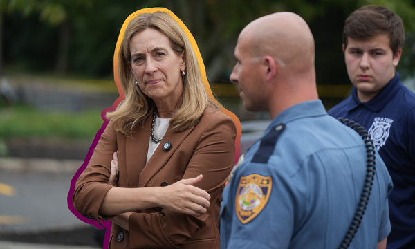 New Jersey Gov. Mikie Sherrill (D) meets with first responders | Brian Johnston/Asbury Park Press, edited by Russell Nystrom