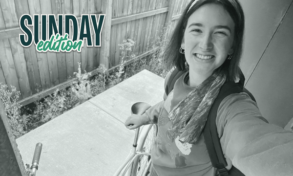 Biking to class on the first day of sophomore year | Photo from Dorothy Swanson Blaker, edited by Candida Hall