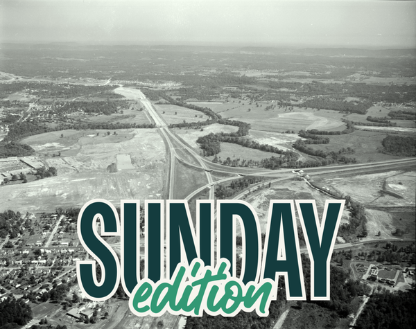 The I-75/24 Split in Chattanooga, Tennessee, shortly after initial construction was completed | Tennessee State Library and Archives, Wikipedia, edited by Ari Weitzman
