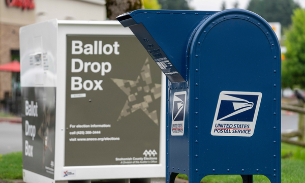 A USPS Collection Box next to a Snohomish County ballot drop box in Bothell, Washington | M. Scott Brauer/ZUMA Press Wire