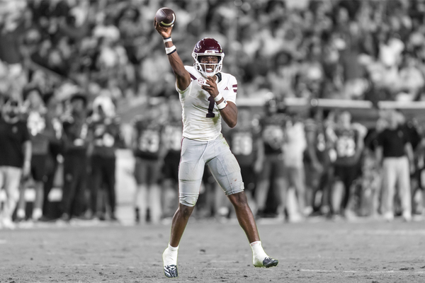 Mississippi State quarterback Kamario Taylor throws a pass against South Carolina