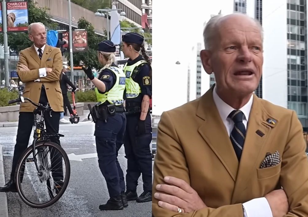 Nils Bildt stoppad av polisen – Cyklade igenom klimatdemonstration
