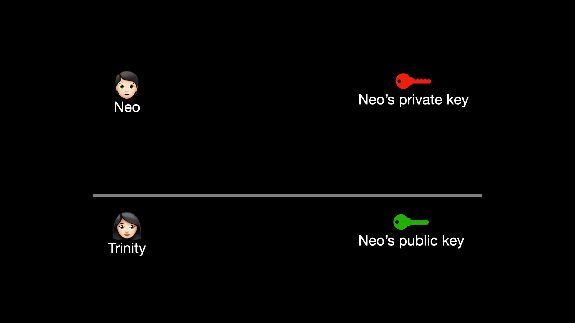 Neo has given his public key to Trinity