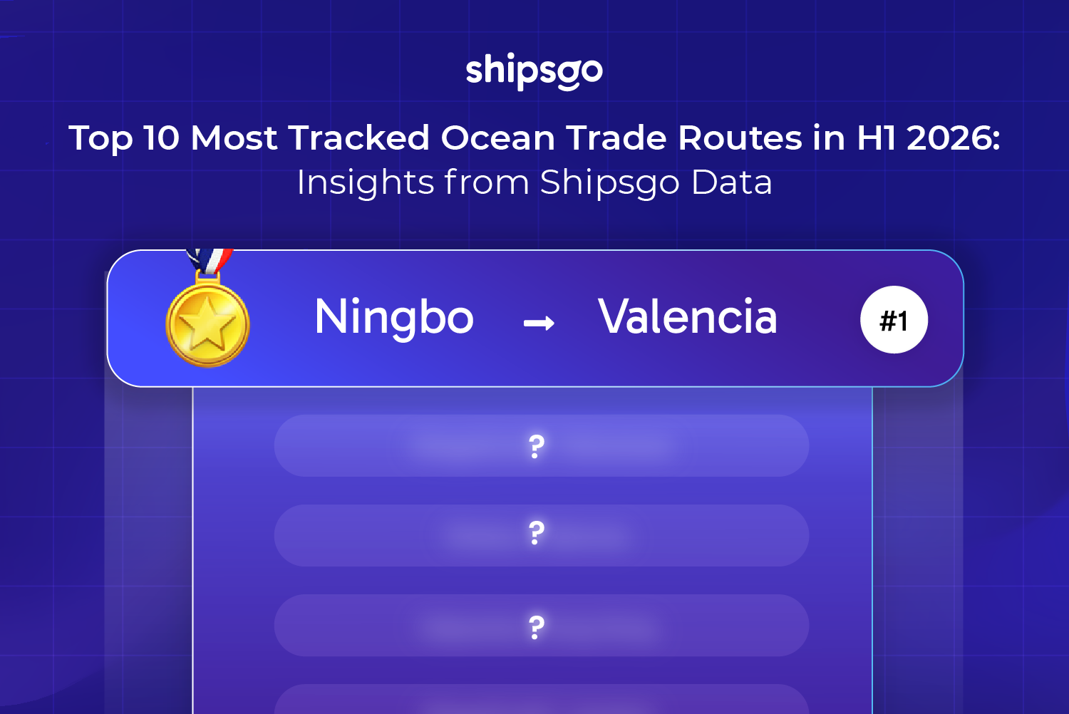 Top 10 most tracked ocean trade routes in H1 2026 based on ShipsGo shipment tracking data.