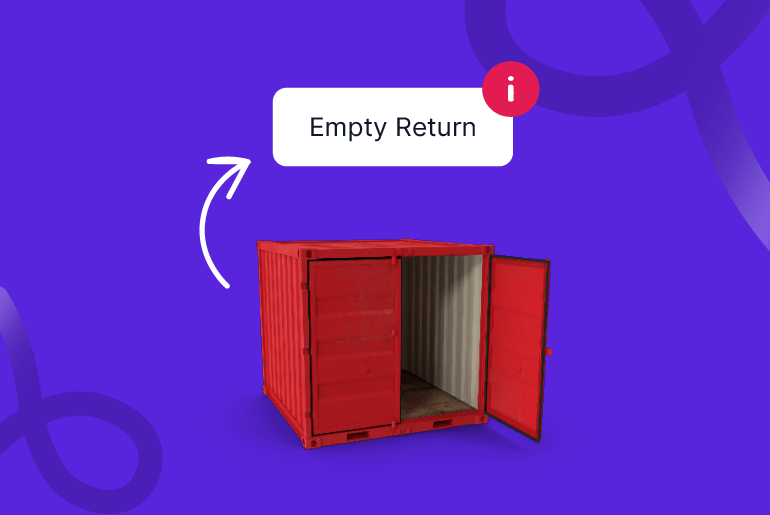 Illustration showing the empty container return process from consignee to carrier-designated depot after cargo unloading.