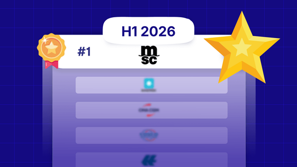 Top 10 most tracked ocean carriers in H1 2026 based on aggregated Shipsgo shipment tracking data