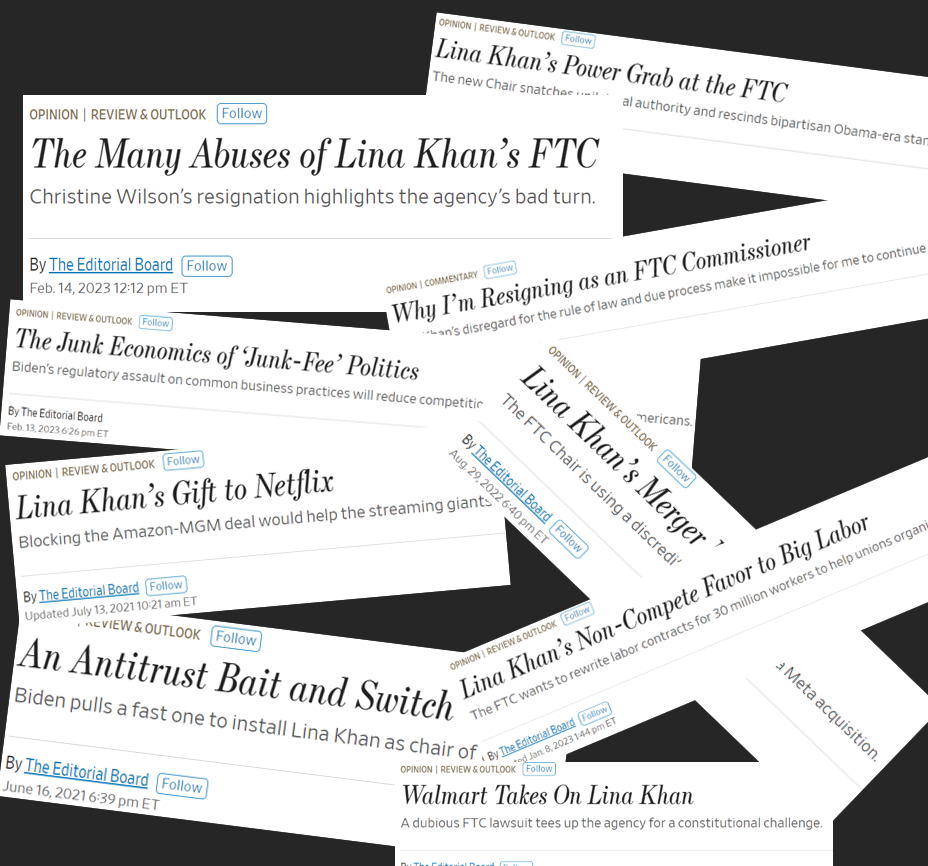 WSJ Editorial Board Loses Their Shit Over Lina Khan