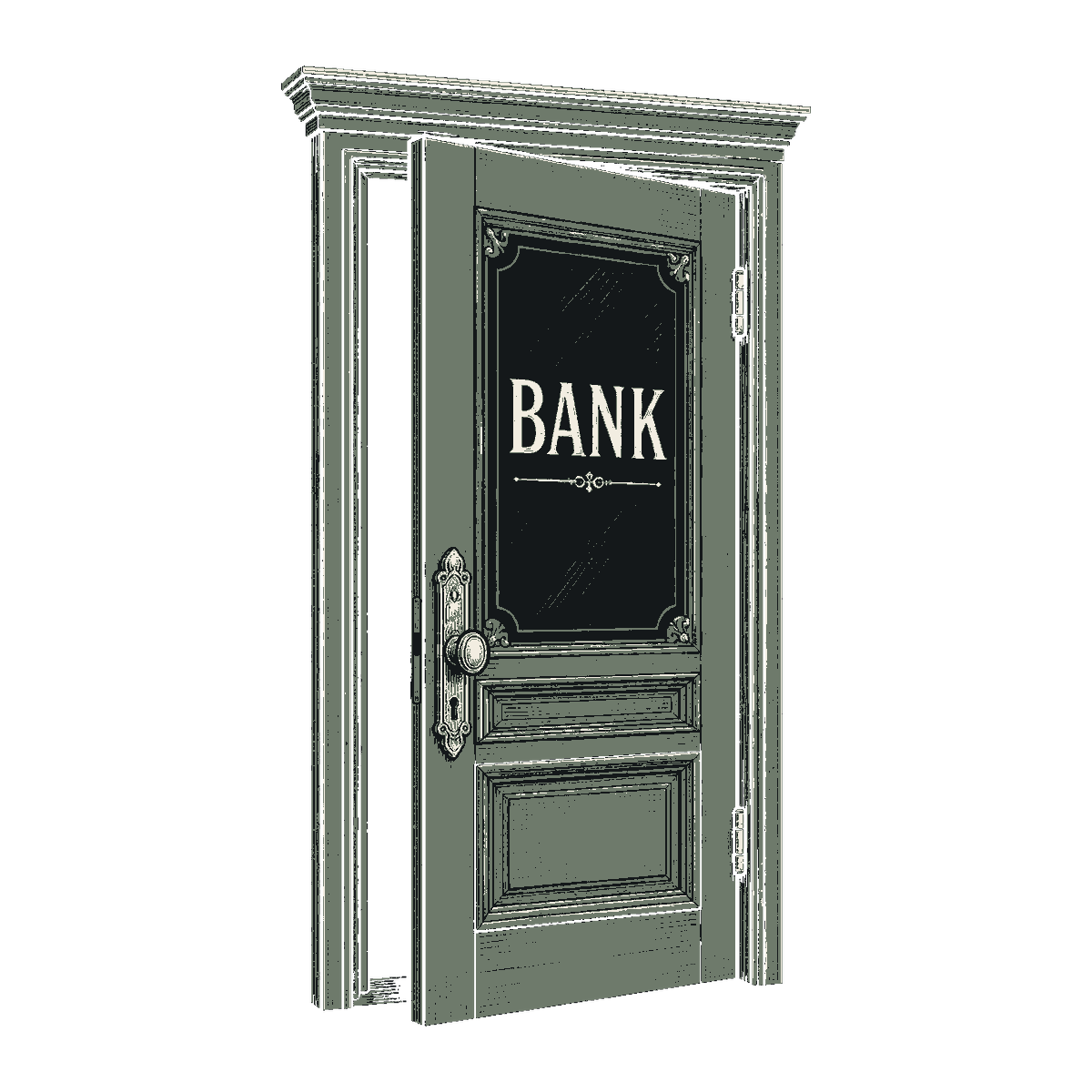 An open bank door