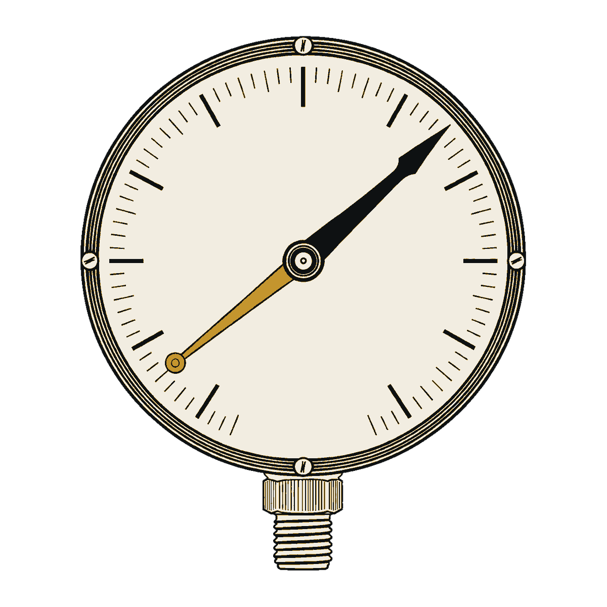 An engraved pressure gauge with a set hand