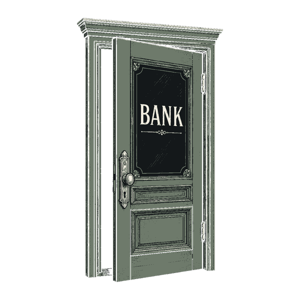 An open bank door