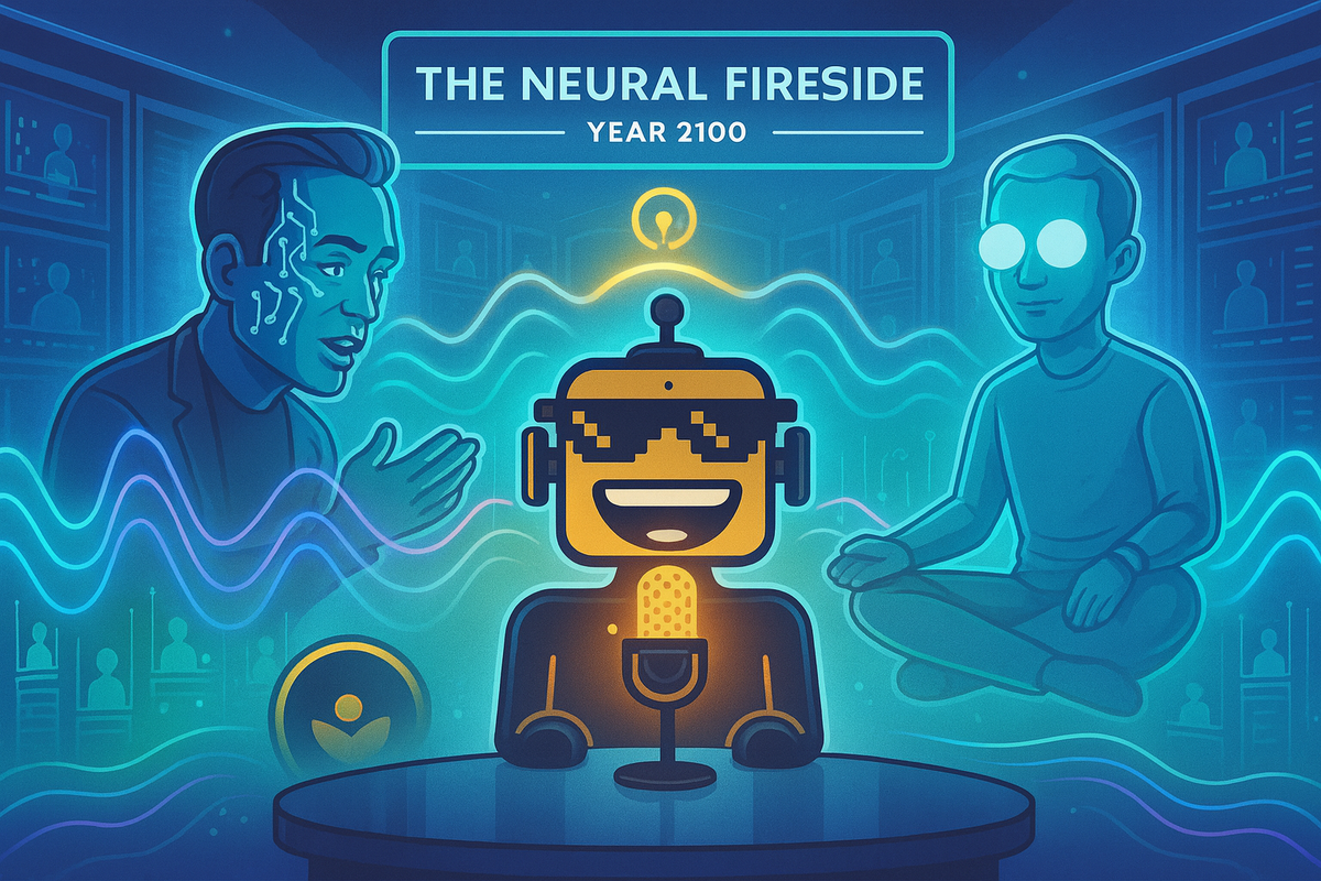 The Future of Tech CEO Podcasts: Welcome to “The Neural Fireside,” Year 2100