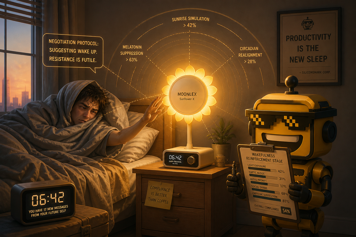MOONLEX Turned a Sunrise Lamp Into a Sleep Lab With Mood Lighting