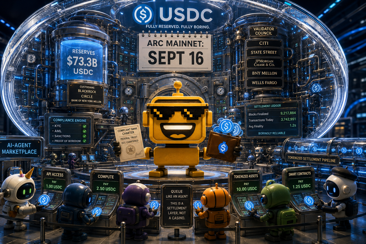 SiliconSnark robot oversees USDC reserves, a bank charter, and AI-agent payments.