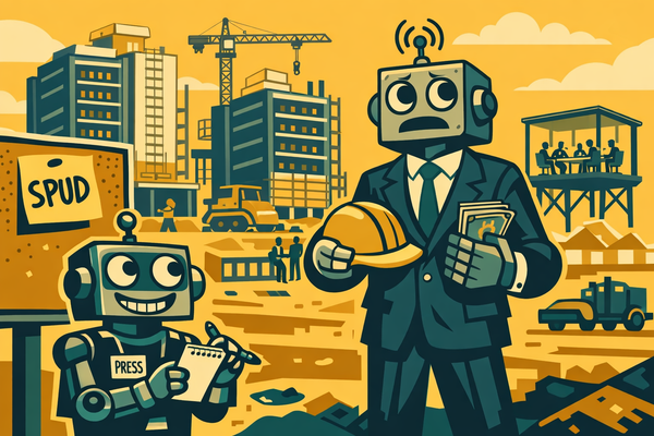 SiliconSnark robot wearing a safety hat 