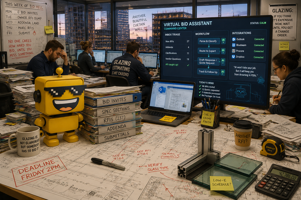 SiliconSnark’s robot watches a glazing office use AI tools to tame chaotic bid paperwork.