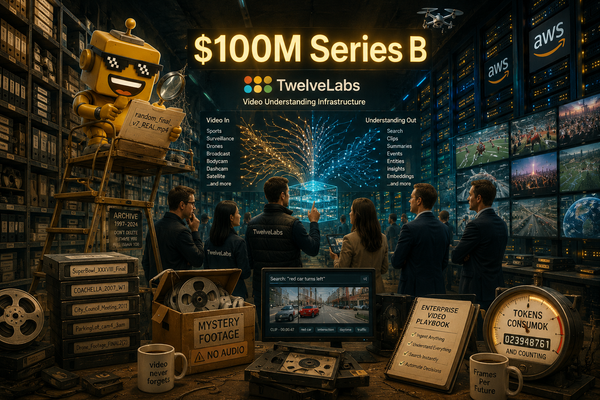 SiliconSnark robot inspects a giant video archive turning into an AI-powered nervous system after TwelveLabs' funding round.