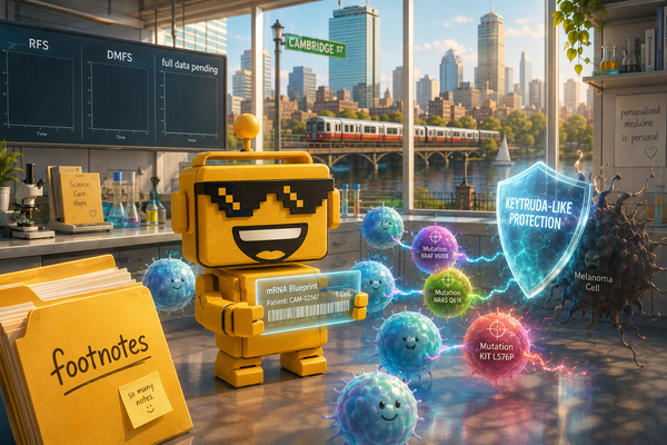 SiliconSnark robot studies a personalized mRNA cancer treatment in a Cambridge lab.