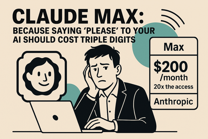 Claude Max: Finally, an AI plan that charges like a gym membership you’ll actually use.