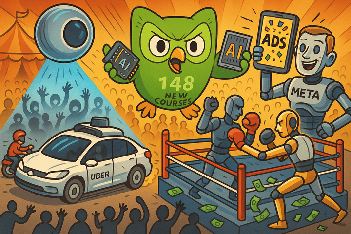 This Week in Snark image, featuring Duolingo, Meta, Uber, and more