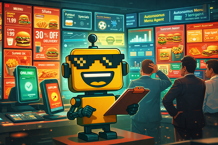 SiliconSnark’s robot watches AI-powered restaurant menus and delivery dashboards constantly optimize during a major sports event.