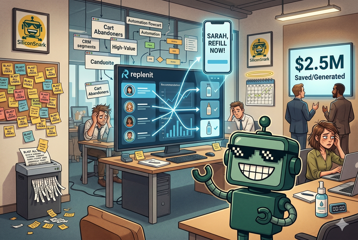 SiliconSnark’s robot watches Replenit bring order to a chaotic retail marketing control room.